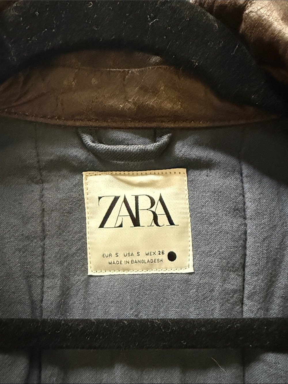Zara Gray Field Jacket with Brown Contrast Collar - Picture 2 of 3